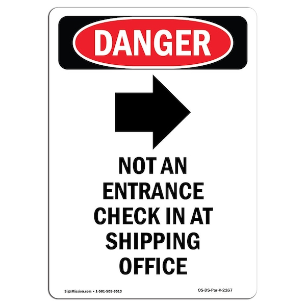 Safety Sign, OSHA Danger, 5" Height, Portrait Not An Entrance, Portrait, 10PK